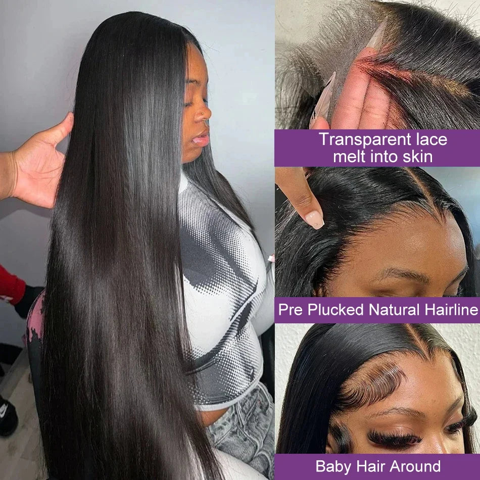 HD Lace Front Wigs 30 38 Inch Straight 13x4 13x6 Transparent Lace Frontal Human Hair Wigs Pre Plucked HD Lace Wigs For Women