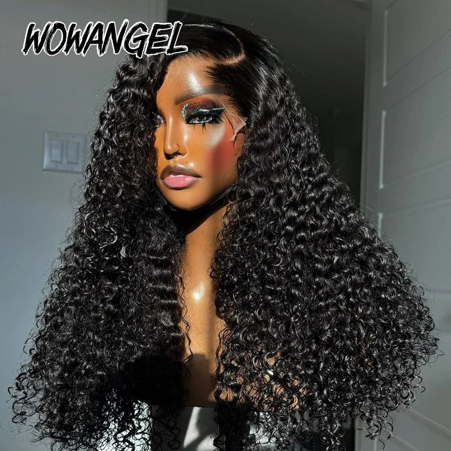 Wow Angel 13x6 HD Lace Full Frontal Wigs 250% Burmese Curly Human Hair Wigs Skins Melted Pre Plucked Brazilian Hair For Women