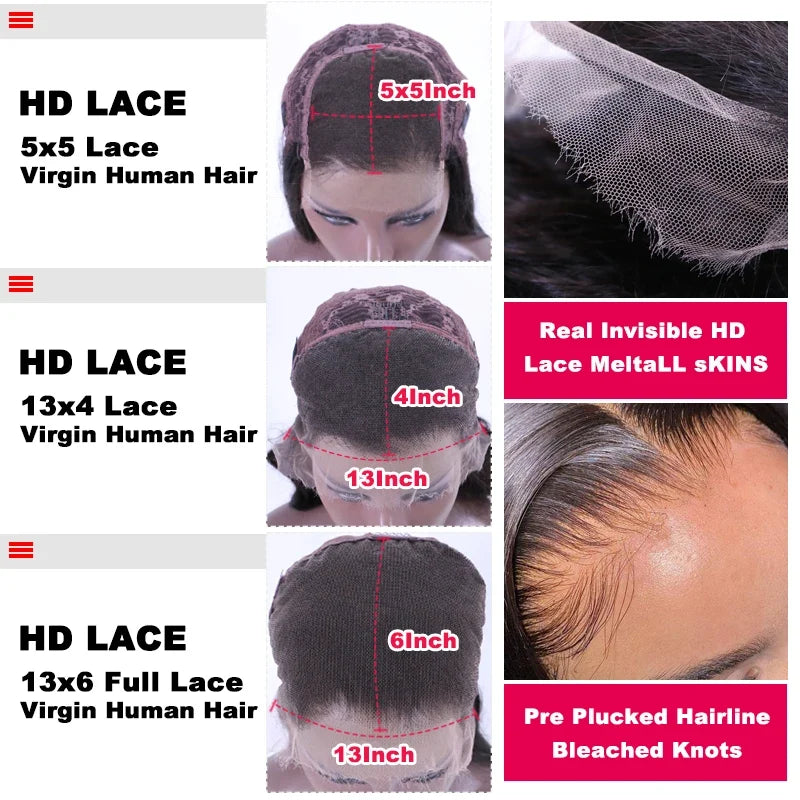 Queen Hair 400% High Density Wig Real HD Lace Raw Human Hair 13x4 13x6 FULL Frontal 6x6 7x7 Closure Wig Straight / Body Wave