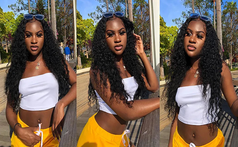 Deep Wave Frontal Wig 13x6 HD Lace Frontal Wig 13X4 28 30 32 34 36 Inch Human Hair Lace Frontal Wig Deep Curly Lace Front Wig