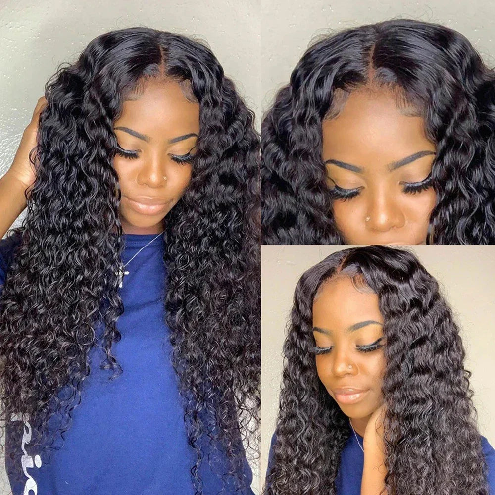 Transparent Remy Deep Wave Lace Front Wig 13x4 13x6 Water Wave Lace Frontal Wig 4X4 Closure Human Hair Wigs For Women Glueless