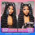 Wowangel 13x6 HD Lace Frontal Wig Loose Deep Wave Wigs Melt Skin 34inch HD Lace Front Human Hair Wig Brazilian Hair Pre Plucked