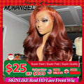 250% Pre Cut HD Lace Frontal Wigs Reddish Brown Body Wave 13X6 HD Transparent Lace Front Human Hair Wigs Copper Red Colored