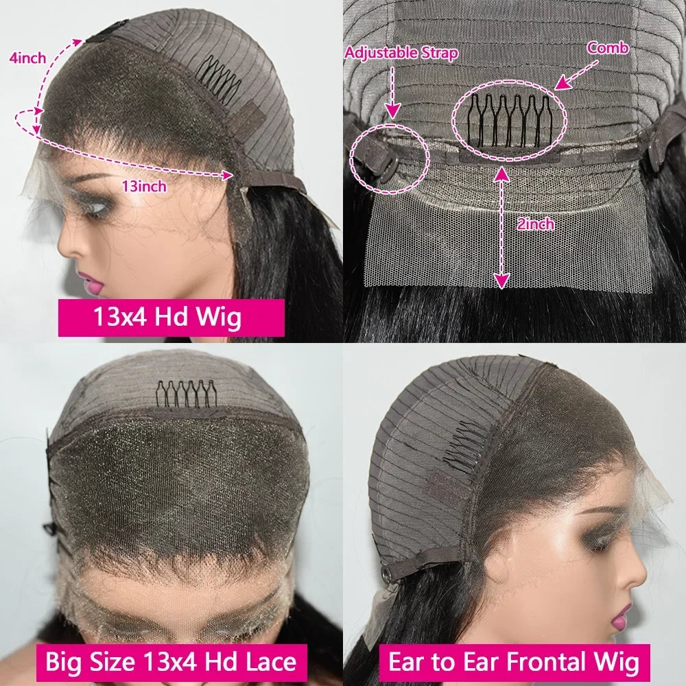 Queenlike 250Density Real Hd Lace Frontal Wig 12A Top Quality Human Hair Wigs for Women 22 24inch 13x4 Straight Lace Frontal Wig