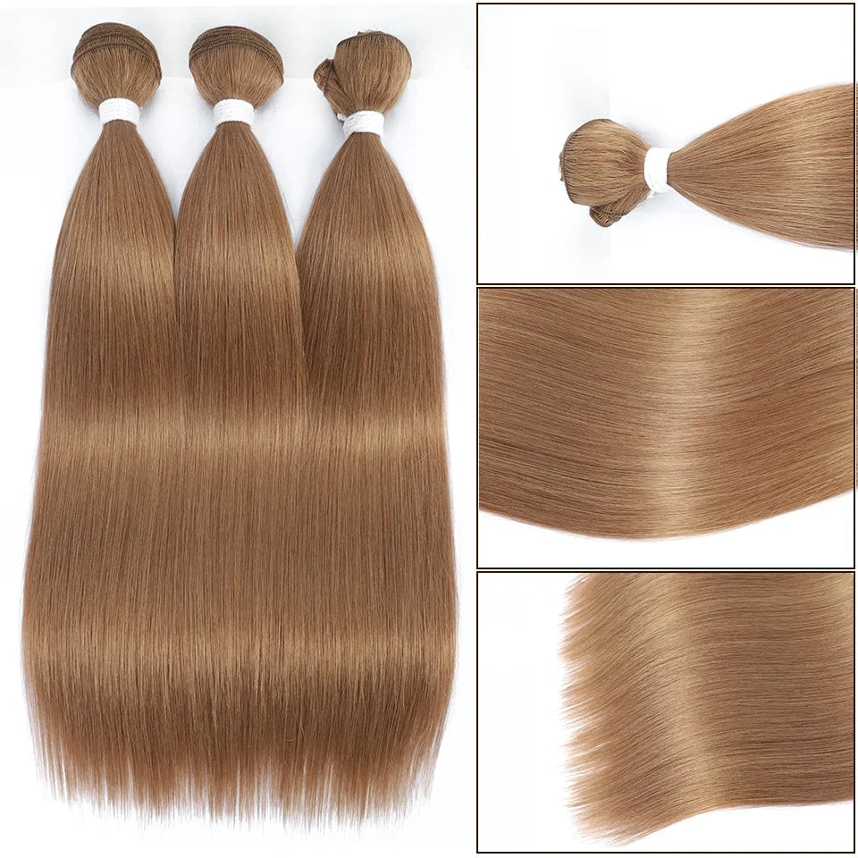 613 Honey Blonde Straight Hair Bundles Ombre Hair Extension 30 32 34 36Inch Super Long Hair Grey Synthetic Straight Hair Weaving