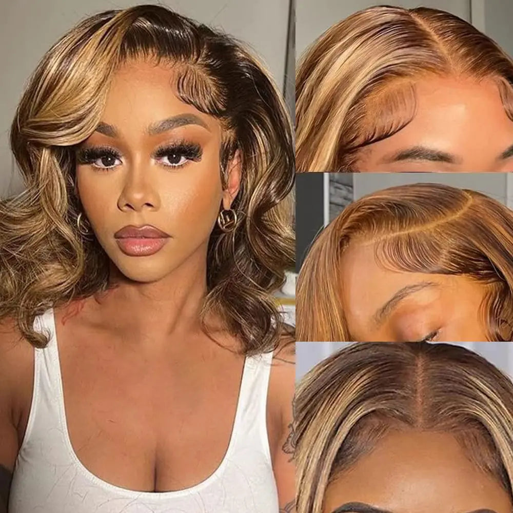 Ginger Orange Body Wave Bob Wig Lace Front Human Hair Wigs For Black Women Human Hair Orange Ginger Color Body Short Bob Wig
