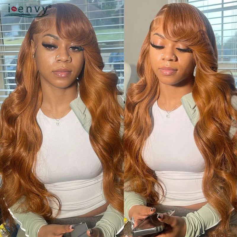 Orange Brown Lace Front Wigs Colored Ginger Blonde 13X6 Lace Frontal Human Hair Wigs Remy Burgundy Red Body Wave Lace Front Wig