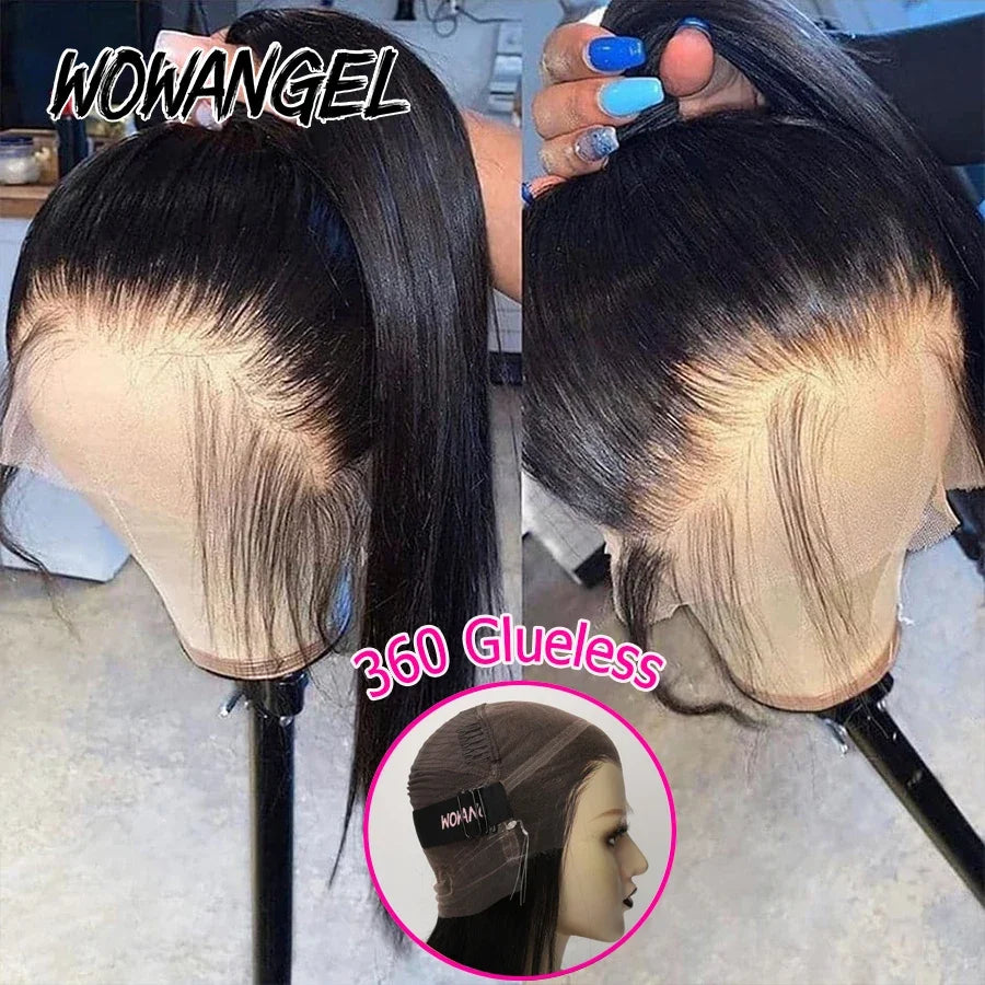 30in Invisi Strap 360 HD Lace Front Wigs Human Hair Straight 13x6 HD Full Lace Frontal Wigs Skins Melted Glueless Drawstring Wig