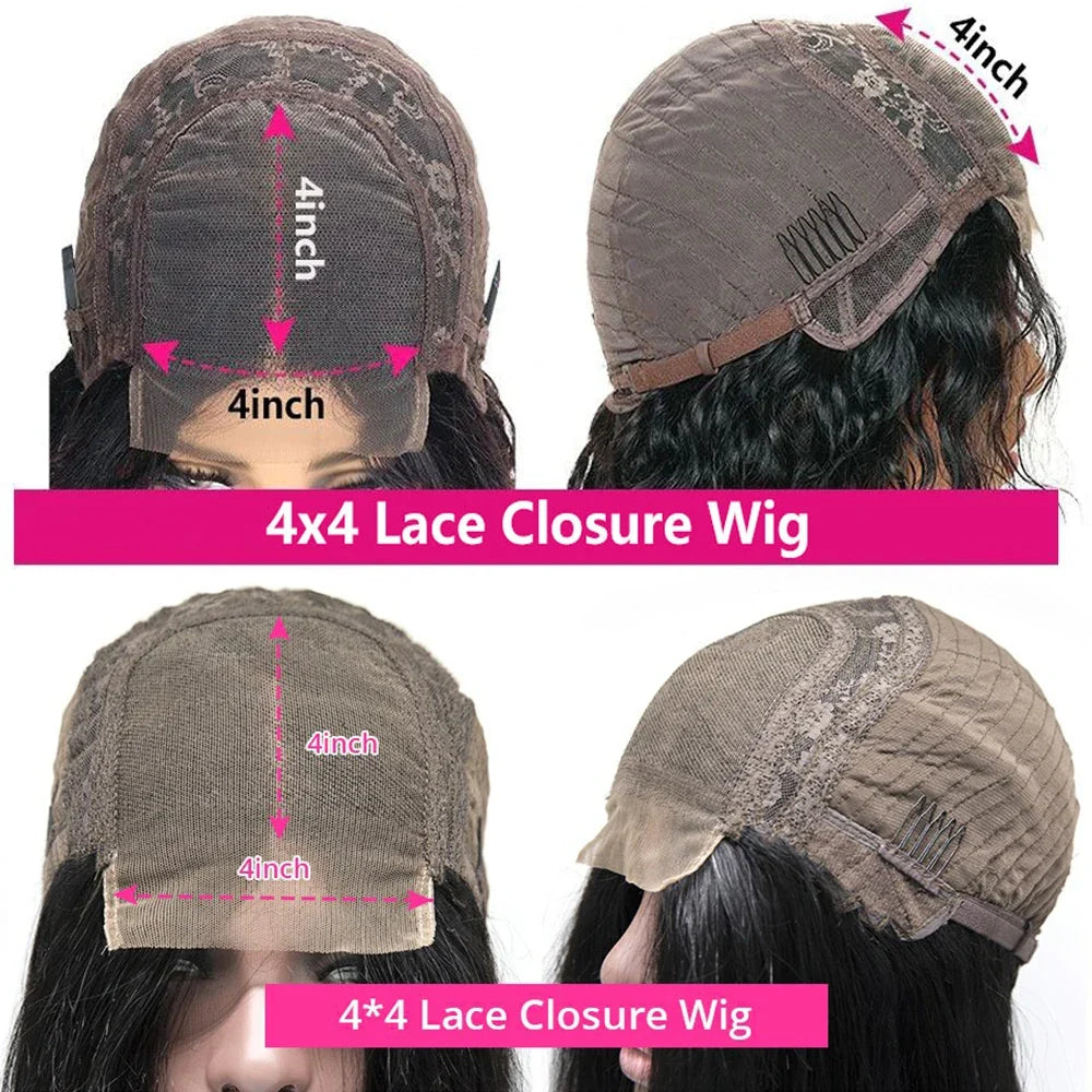 Transparent Remy Deep Wave Lace Front Wig 13x4 13x6 Water Wave Lace Frontal Wig 4X4 Closure Human Hair Wigs For Women Glueless