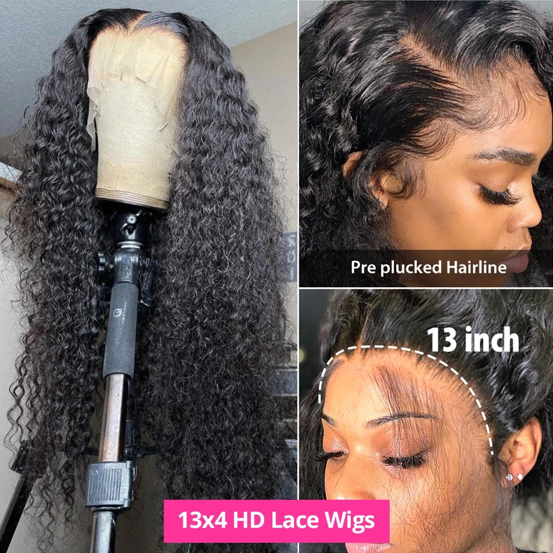 42 Inch Curly Wigs Deep Wave Frontal Wig 13x6 Hd Lace Frontal Wig Brazilian Pre Plucked Glueless 13x4 Human Hair Wigs For Women