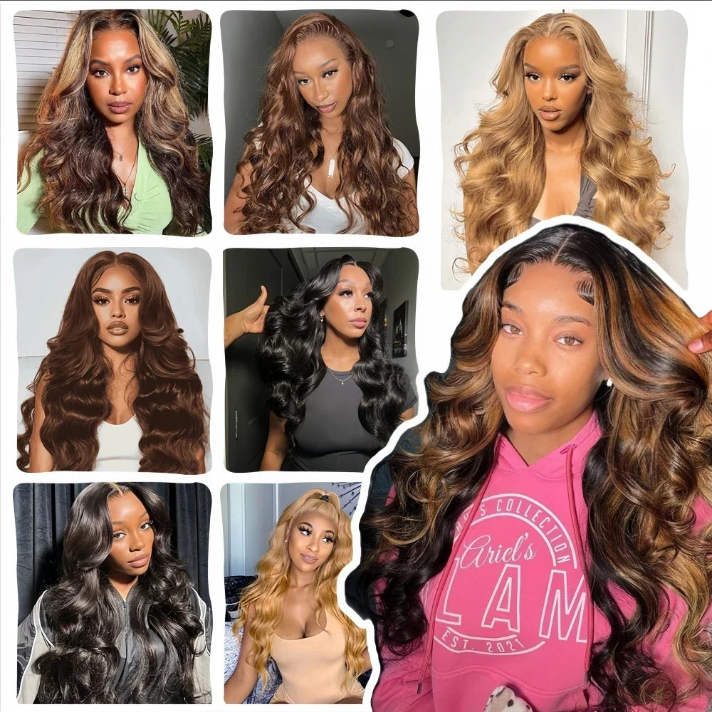 #4 Brown Highlight Human Crochet Hair With String Body Wave Invisible Pre Separated Knotless Crochet Hair Extensions For Braid