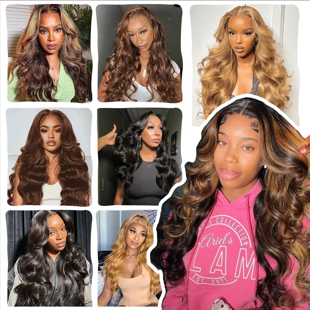 #4 Brown Highlight Human Crochet Hair With String Body Wave Invisible Pre Separated Knotless Crochet Hair Extensions For Braid