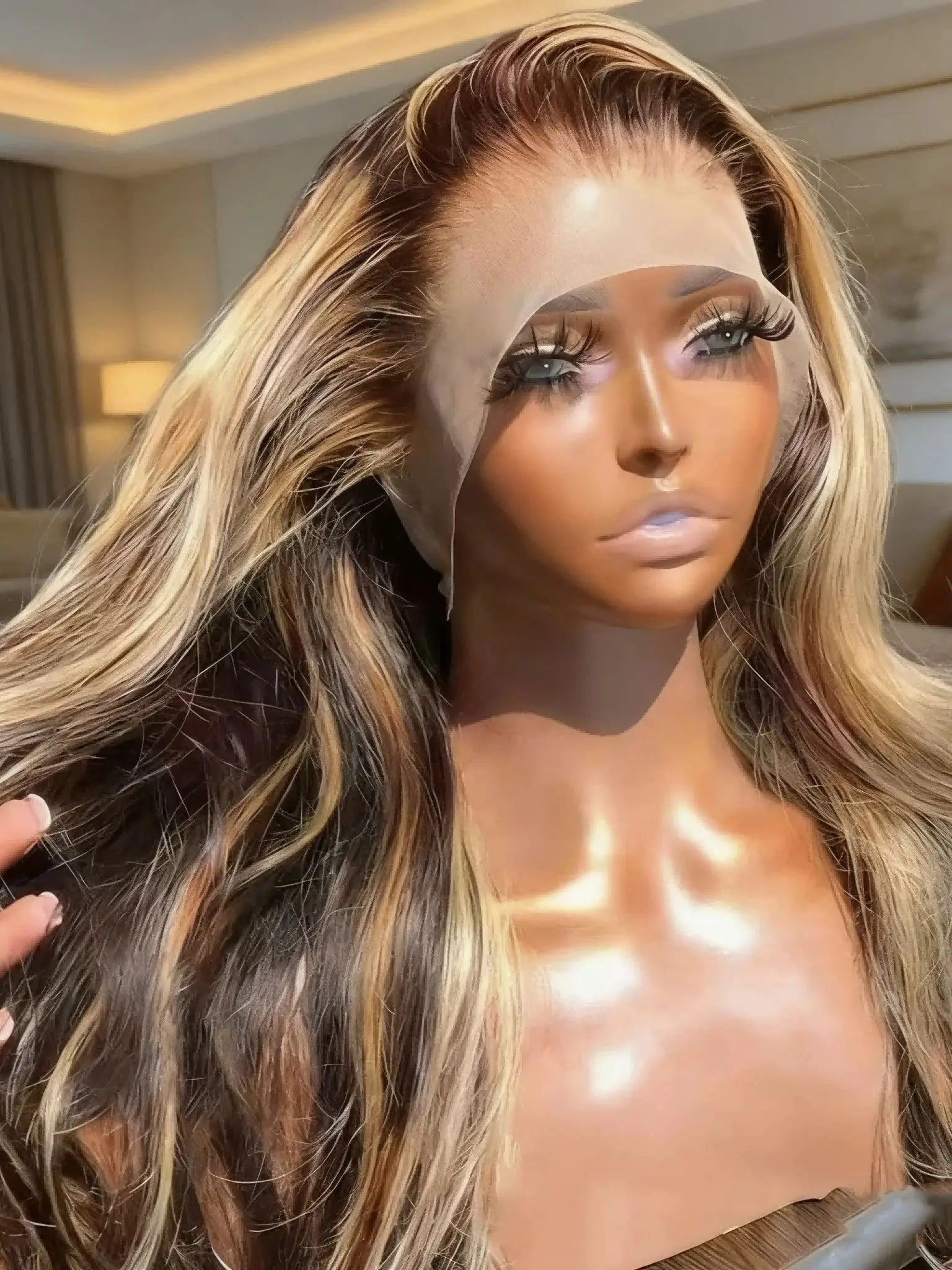 Body Wave 13x4 Hd Transparent Lace Front Wig Colored Highlight Human Hair Wigs For Women Brazilian 4/27 Blonde Pre Plucked Wigs