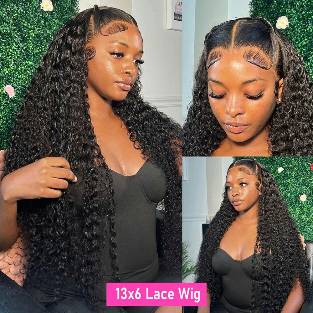 Transparent Remy Deep Wave Lace Front Wig 13x4 13x6 Water Wave Lace Frontal Wig 4X4 Closure Human Hair Wigs For Women Glueless