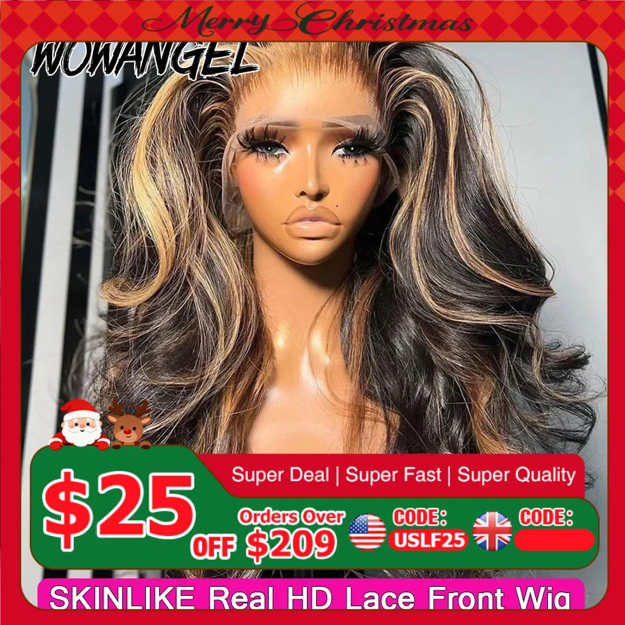 1B27 Highlight Colored Wig 13x6 HD Lace Frontal Human Hair Wig 34inch Body Wave Melt Skin 13x4 Full Frontal Wig Brazilian Hair