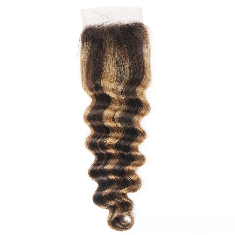 20Inch Highlight 4x4 Lace Closure Human Hair P427 Straight Body Wave Deep Kinky Curly Transparent Closure Brazilian Virgin Hair
