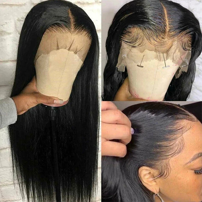 13x6 HD Transparent Straight Lace Front Human Hair Wigs For Women 180% Pre Plucked 4x4 Closure Wig 30 Inch 13x4 Lace Frontal Wig