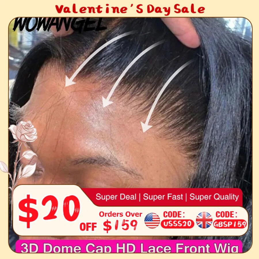 Wow Angel 250% 13x6 HD Lace Frontal Wig Straight Ultra-Fitted HD Transparent Lace Front Human Hair Wigs Melt Skins For Women