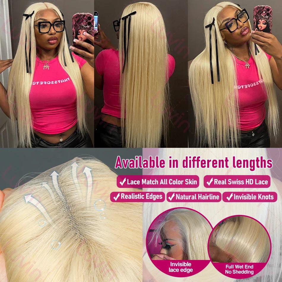 Rosabeauty 40 Inch 13x4 Straight 613 Hd Honey Blonde Lace Front Human Hair Wigs Brazilian 13x6 Color Lace Frontal Wigs For Women