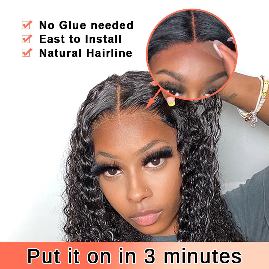250% Glueless 13x6 HD Lace Frontal Human Hair Wigs Wear&Go Preplucked 5x5 HD Lace Closure Wig For Black Women Loose Deep Wave