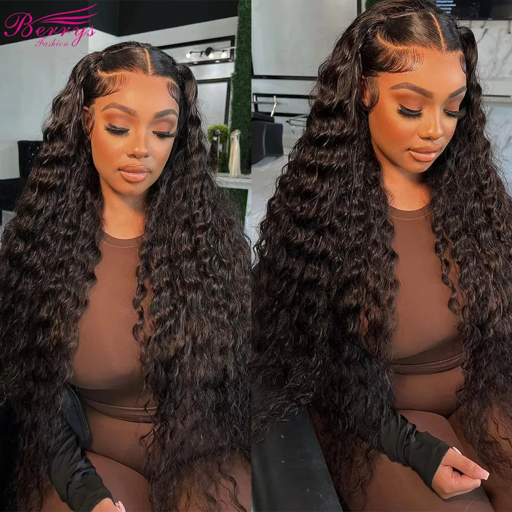 Berrys Fashion Hair Water Wave 13x6 HD Lace Frontal Wig Peruvian 250% Water Wave Lace Frontal Wig 5x5 Lace Closure Wig For Women