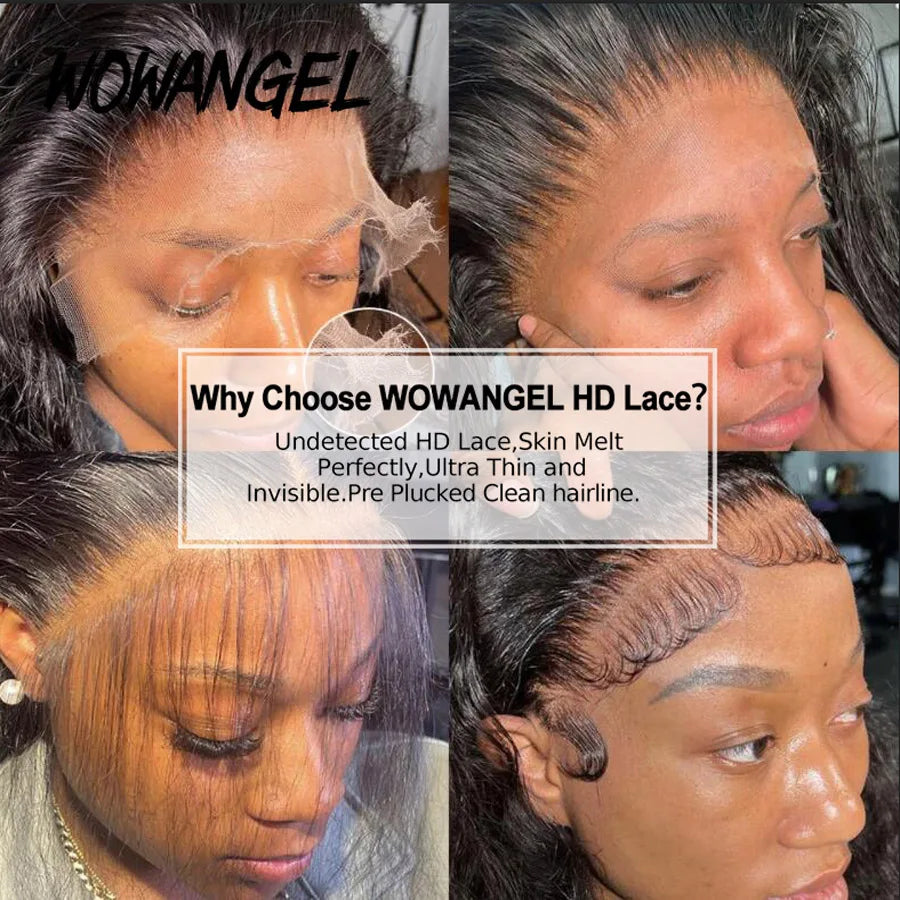 Wow Angel 250% density 13x6 HD Lace Front Wigs Body Wave Melt Skins 13x4 HD Lace Full Frontal Wig Human Hair Wigs Pre Plucked