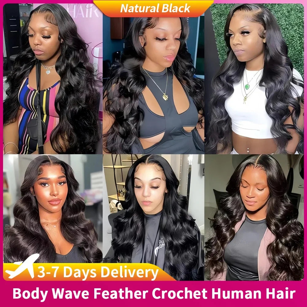 #4 Brown Highlight Human Crochet Hair With String Body Wave Invisible Pre Separated Knotless Crochet Hair Extensions For Braid