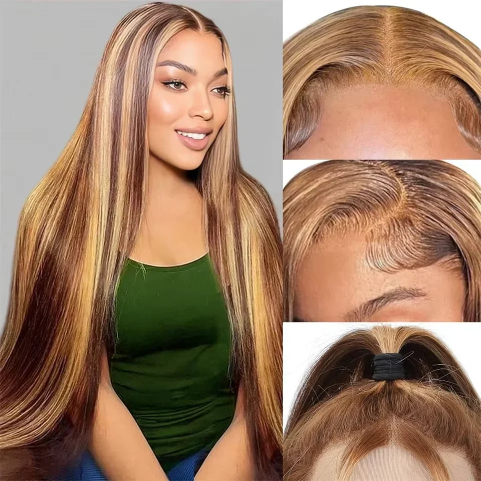 HD Highlight 13x4 Bone Straight Lace Front Wig Vietnamese Honey Blonde 13x6 Lace Frontal Wigs Remy Human Hair Wig Pre Plucked
