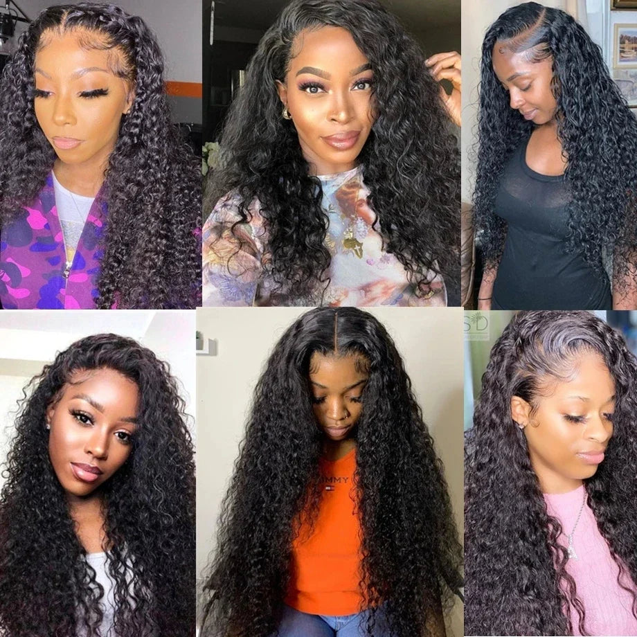 Transparent Remy Deep Wave Lace Front Wig 13x4 13x6 Water Wave Lace Frontal Wig 4X4 Closure Human Hair Wigs For Women Glueless
