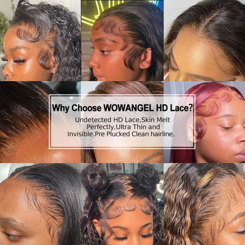 13x6 HD Full Lace Frontal Wigs 250% Invisible HD Lace Front Human Hair Wigs  Straight Melt Skins Pre Plucked Brazilian Hair Wig