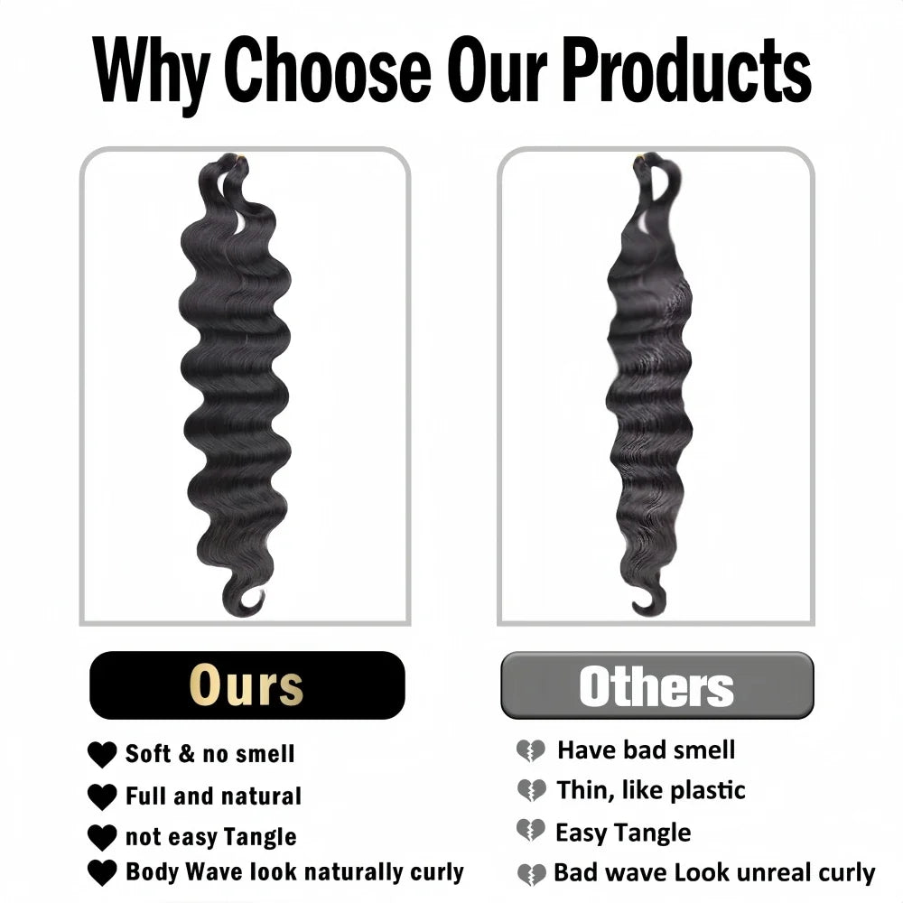 #4 Brown Highlight Human Crochet Hair With String Body Wave Invisible Pre Separated Knotless Crochet Hair Extensions For Braid