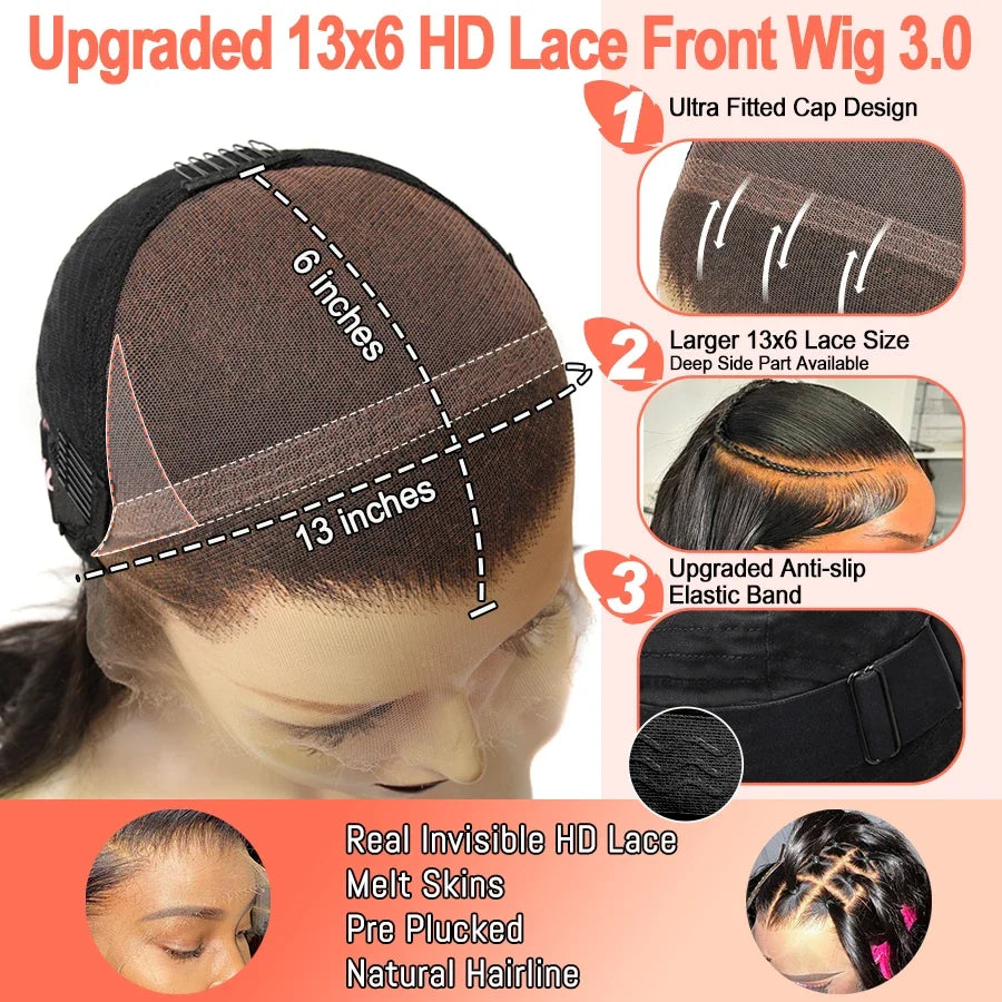 BEEOS Skinlike 13X6 HD Lace Frontal Wig Ombre Blonde Straight 13x4 HD Lace Full Front Human Hair Wigs For Women Pre plucked Hair