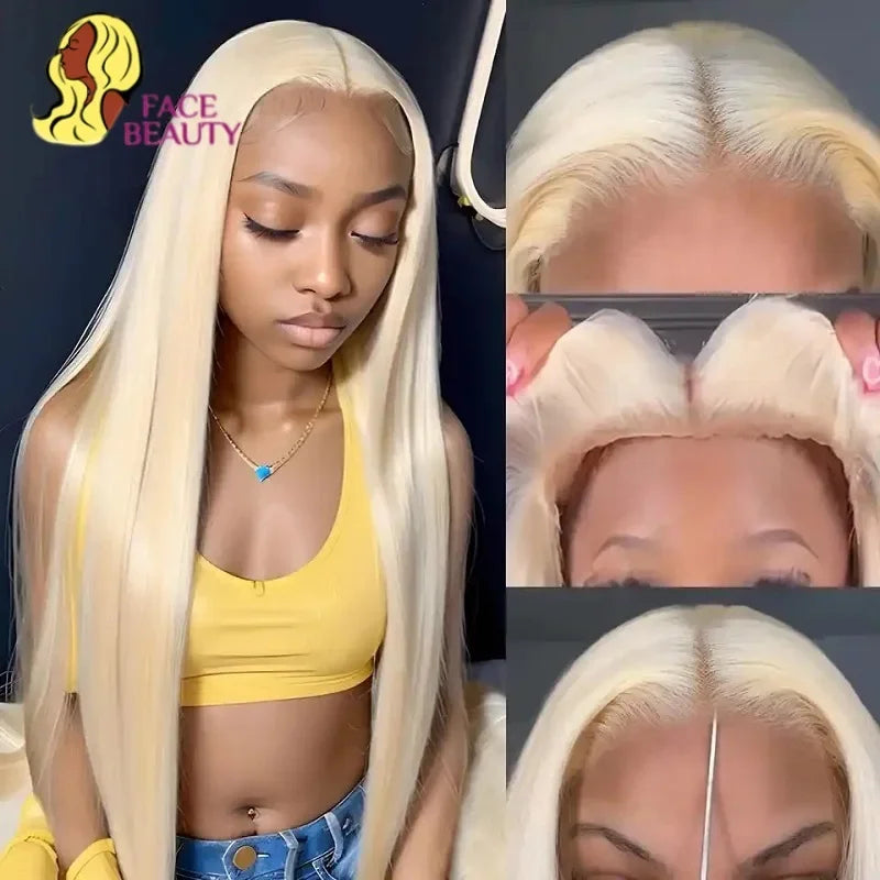 Blonde Preplucked Wigs 613 5x5 Transparent Lace Closure Wig Bone Straight Brazilian Remy Human Hair Lace Wigs For Black Women