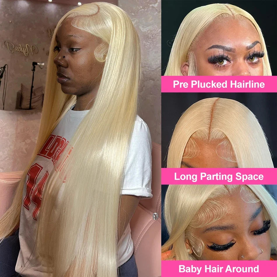 Rosabeauty 40 Inch 13x4 Straight 613 Hd Honey Blonde Lace Front Human Hair Wigs Brazilian 13x6 Color Lace Frontal Wigs For Women
