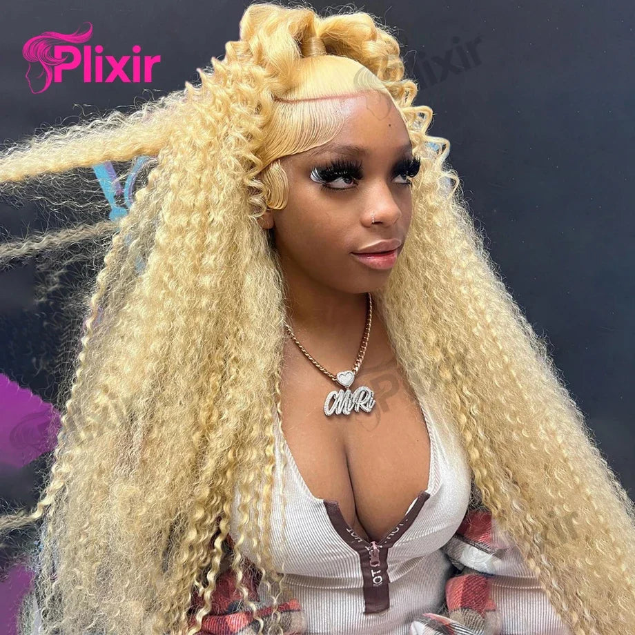 Curly Human Hair Wig Deep Wave Frontal Burmese 613 Blonde Body Wave Human Hair Wigs For Women 13x6 Hd Lace Front Human Hair Wig