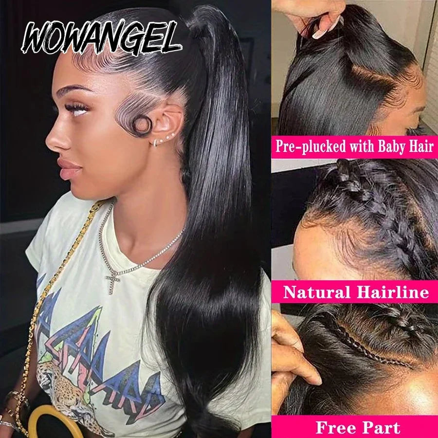 30in Invisi Strap 360 HD Lace Front Wigs Human Hair Straight 13x6 HD Full Lace Frontal Wigs Skins Melted Glueless Drawstring Wig