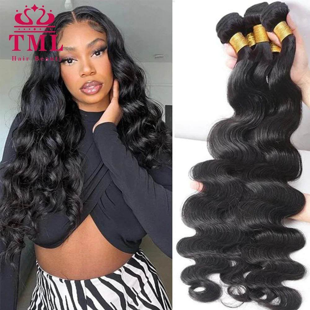 30 32 Inch Body Wave Bundles 1 3 4 Bundles Brazilian Hair Water Wavy Weave Human Hair Bundles Extensions Tissage For Women