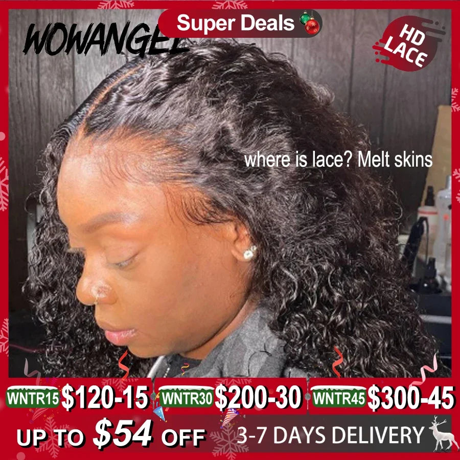 34inch 13x6 HD Lace Front Wigs Water Wave Wig HD Lace Front Human Hair Wigs Curly Wigs Melt Skins Pre Plucked Glueless For Woman