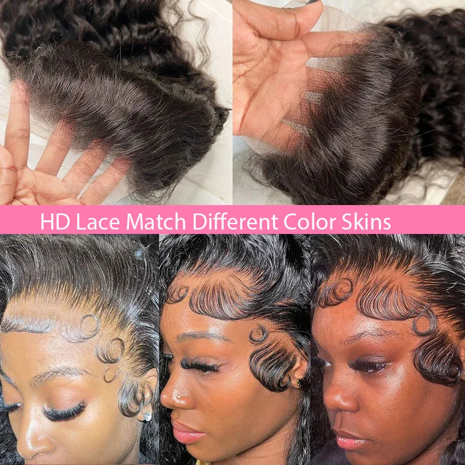 High Density 13x6 Hd Lace Frontal Wigs Brazilian 30 40 Inch Loose Deep Wave Curly Human Hair Wigs For Black Women Preplucked