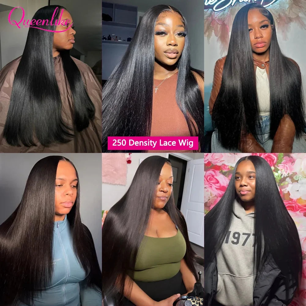 Queenlike 250Density Real Hd Lace Frontal Wig 12A Top Quality Human Hair Wigs for Women 22 24inch 13x4 Straight Lace Frontal Wig