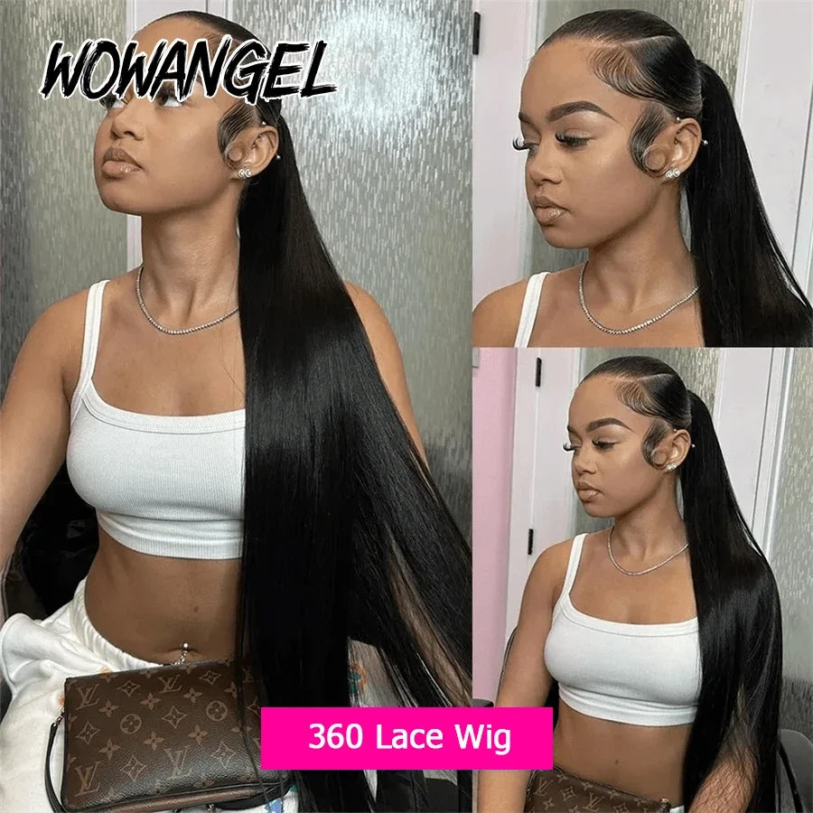 30in Invisi Strap 360 HD Lace Front Wigs Human Hair Straight 13x6 HD Full Lace Frontal Wigs Skins Melted Glueless Drawstring Wig
