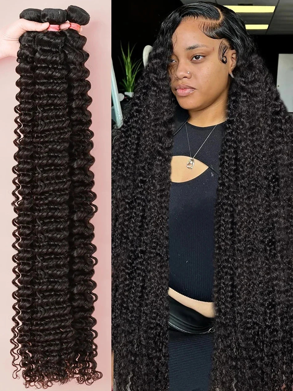 Rosabeauty Deep Wave Human Hair Bundles Brazilian 3 4 Bundles Remy Curly Water Wave Human Hair Extensions Double Weft