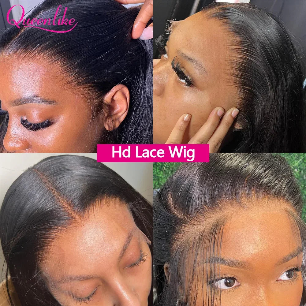Queenlike 250Density Real Hd Lace Frontal Wig 12A Top Quality Human Hair Wigs for Women 22 24inch 13x4 Straight Lace Frontal Wig