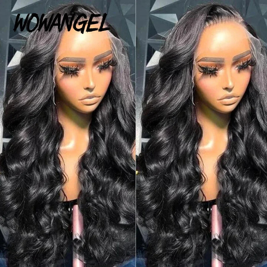 Wow Angel 360 HD Lace Frontal Wigs Body Wave Full Lace Wigs Human Hair Wigs Pre Plucked Peruvian Hair High Ponytail For Woman