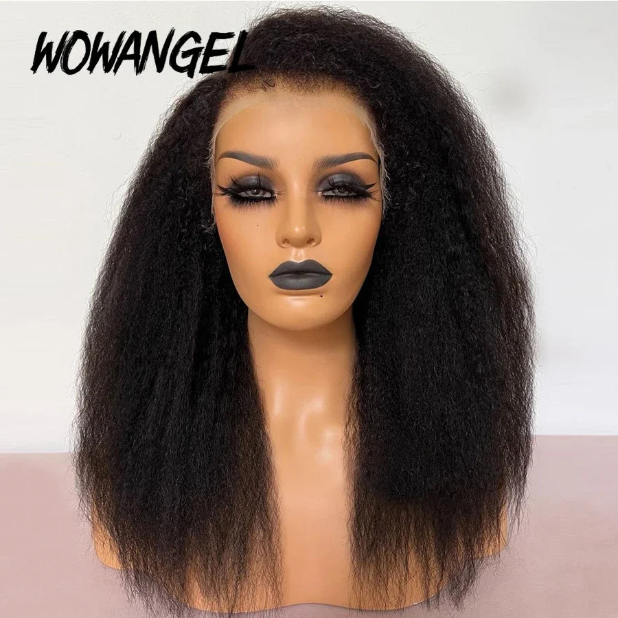 13x6 HD Lace Full Frontal Wig 4C Kinky Baby Hair 250% Afro Kinky Straight HD Full Frontal Wig Remy Hair Pre Plucked For Women