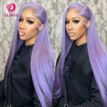 HD Purple 13x4 Straight Lace Frontal Wigs Light Purple Colored Lace Front Wig For Women Transparent Glueless Wigs Pre Plucked