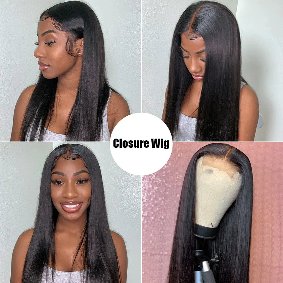 13x6 HD Transparent Straight Lace Front Human Hair Wigs For Women 180% Pre Plucked 4x4 Closure Wig 30 Inch 13x4 Lace Frontal Wig