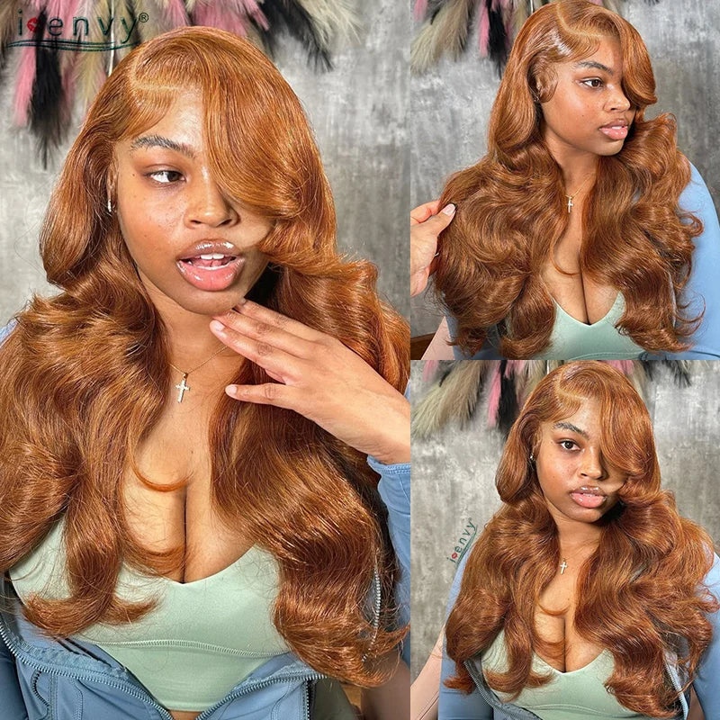 Orange Brown Lace Front Wigs Colored Ginger Blonde 13X6 Lace Frontal Human Hair Wigs Remy Burgundy Red Body Wave Lace Front Wig