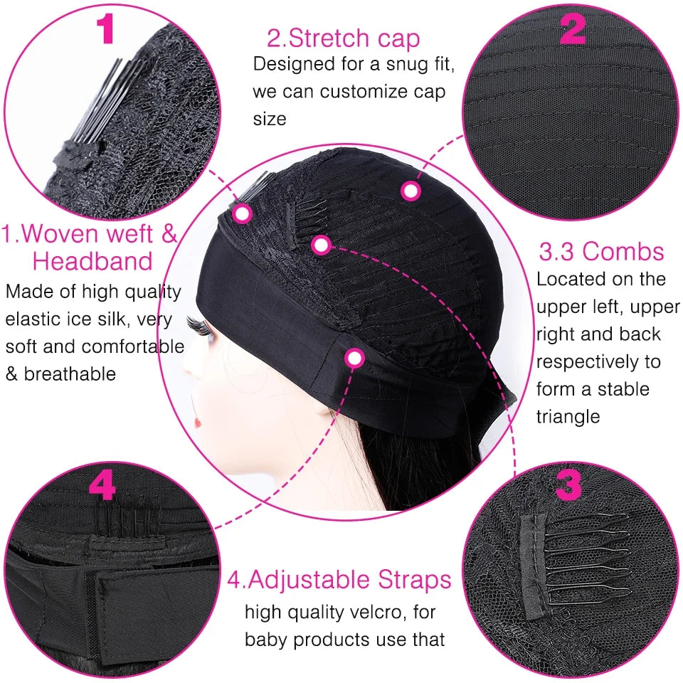Glueless Deep Wave Headband Wig Human Hair Natural Black Curly Headband Wigs for Black Women 180% Density Brazilian Virgin Hair