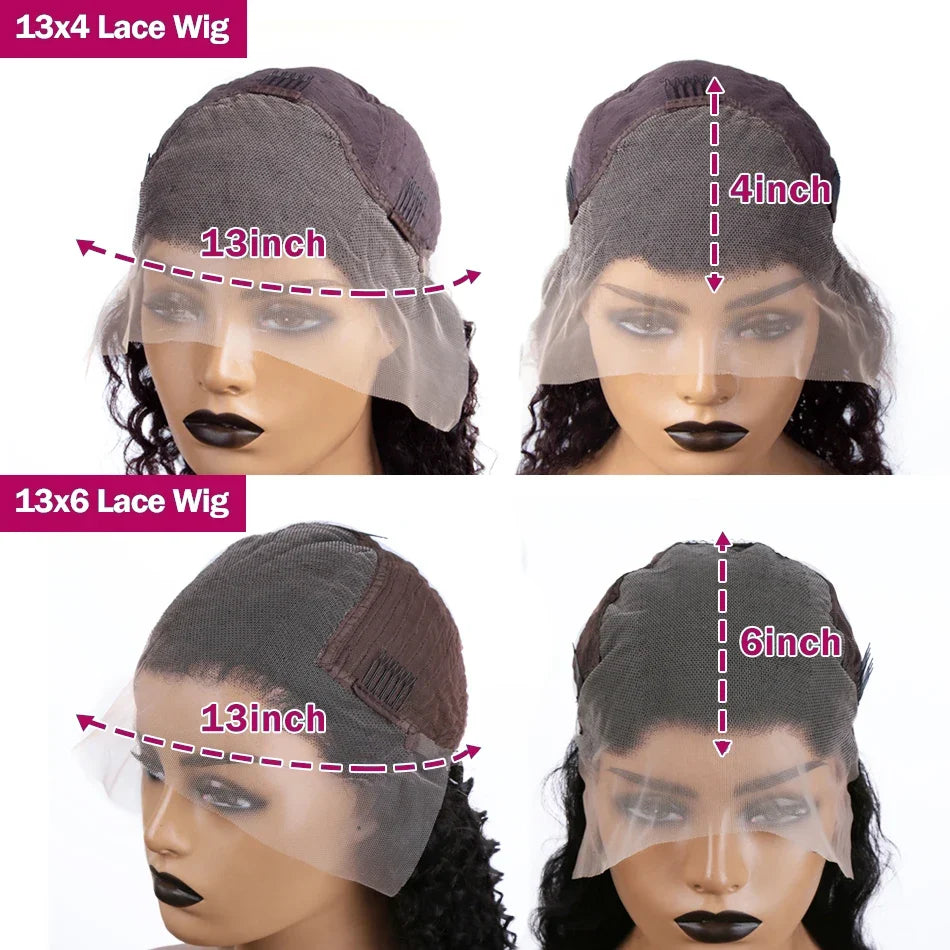 High Density 13x6 Hd Lace Frontal Wigs Brazilian 30 40 Inch Loose Deep Wave Curly Human Hair Wigs For Black Women Preplucked